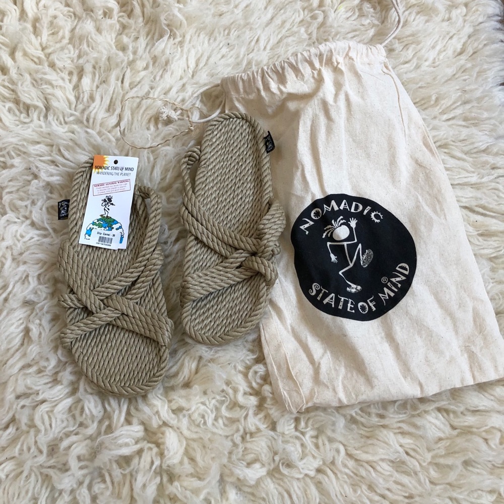 NWT Rope Slip Sandals in Camel